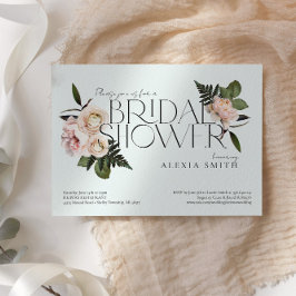 Invitación Elegante ducha de novia floral moderna Rubor