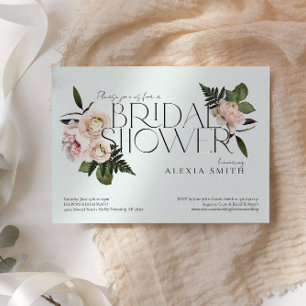 Invitación Elegante ducha de novia floral moderna Rubor