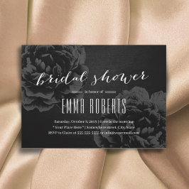 Invitación Elegante ducha de novia floral negra