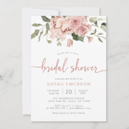 Invitación Elegante ducha de novia floral rosa