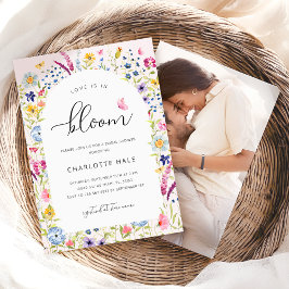 Invitación Elegante ducha de novia floral rosa