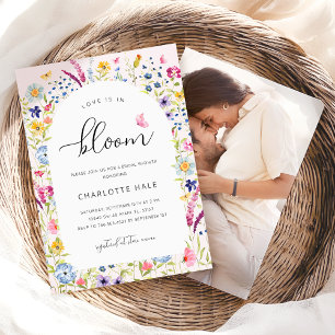 Invitación Elegante ducha de novia floral rosa
