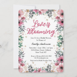 Invitación Elegante ducha de novia floral rosa