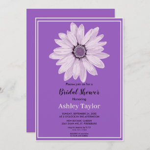 Invitación Elegante ducha de novia floral rosa blanca morada