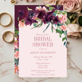 Invitación Elegante ducha de novia floral rosa de Rubor borgo