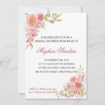 Elegante ducha de novia floral rosa invita