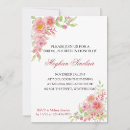 Invitación Elegante ducha de novia floral rosa invita