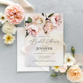 Invitación Elegante ducha de novia floral rosa Rubor