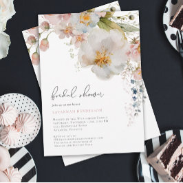 Invitación Elegante ducha de novia floral rosa Rubor