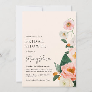 Invitación Elegante ducha de novia floral rosa Rubor