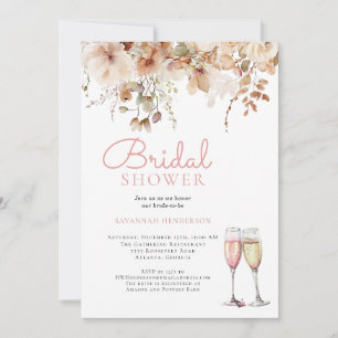 Invitación Elegante ducha de novia floral rosa suave
