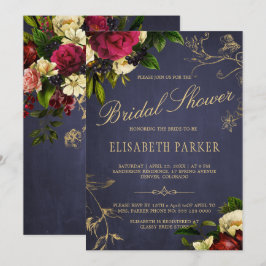 Invitación Elegante ducha de novia florida de invierno con fl