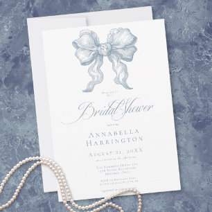 Invitación Elegante ducha de novia francesa con toile azul