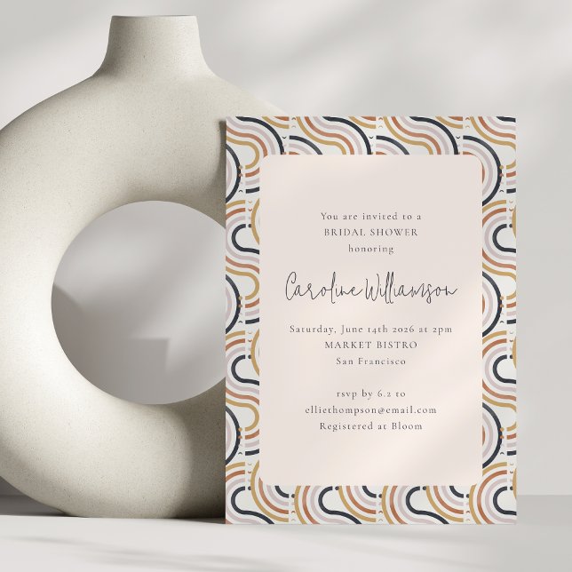 Invitación Elegante ducha de novia geométrica neutra bohemia (Subido por el creador)