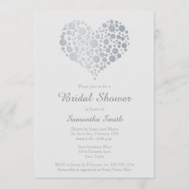 Invitación Elegante ducha de novia gris claro en el corazón p