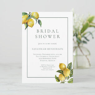 Invitación Elegante ducha de novia italiana de limón y salvia