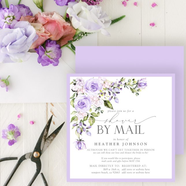 Invitación Elegante ducha de novia Lilac Lavender por correo (Subido por el creador)