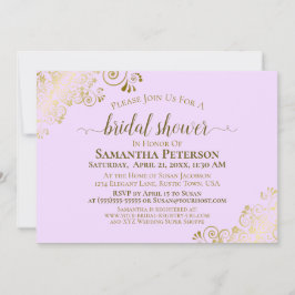 Invitación Elegante ducha de novia Lilac Purple & Gold Lace
