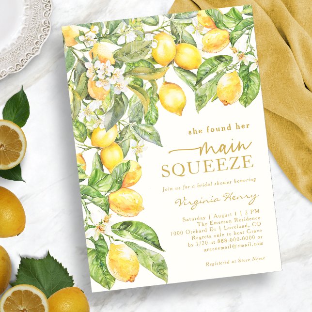 Invitación Elegante ducha de novia limón (Elegant Lemon Bridal Shower Invitation by Painted Paperie
)