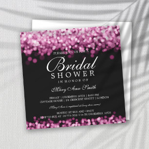 Invitación Elegante ducha de novia Luces rosadas