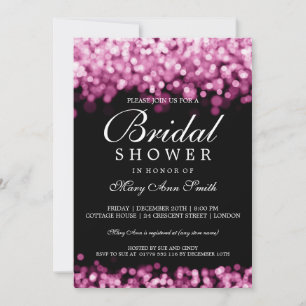 Invitación Elegante ducha de novia Luces rosadas