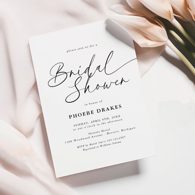 Invitación Elegante ducha de novia manuscrita (Subido por el creador)