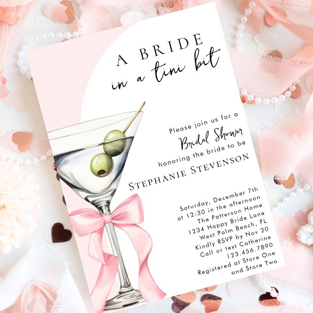 Invitación Elegante ducha de novia martini rosada de Rubor (Subido por el creador)