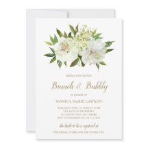 Elegante ducha de novia moderna con flores blancas