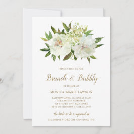 Invitación Elegante ducha de novia moderna con flores blancas