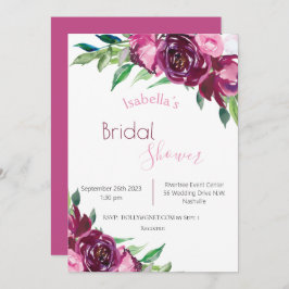 Invitación Elegante ducha de novia moderna con flores de borg