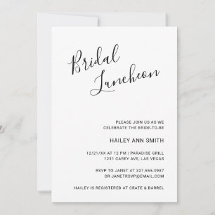 Invitación Elegante ducha de novia moderna en blanco y negro