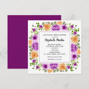Invitación Elegante ducha de novia morada