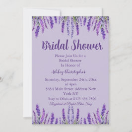 Invitación Elegante ducha de novia morada de lavanda