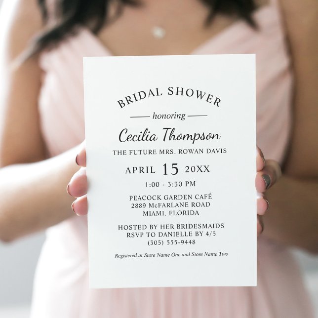Invitación Elegante ducha de novia negra y Boda blanca (Subido por el creador)