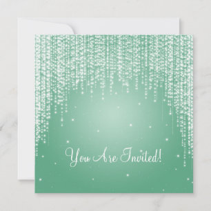 Invitación Elegante ducha de novia Noche Dazzle Mint Green