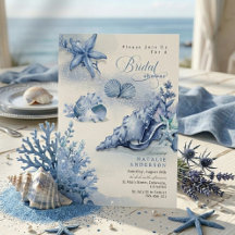 Elegante ducha de novia Océano Azul concha costera