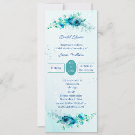 Invitación Elegante ducha de novia personalizada con flores a