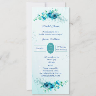 Invitación Elegante ducha de novia personalizada con flores a