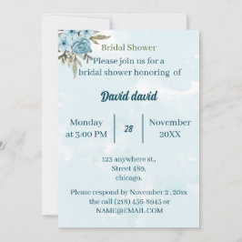 Invitación Elegante ducha de novia personalizada con flores a