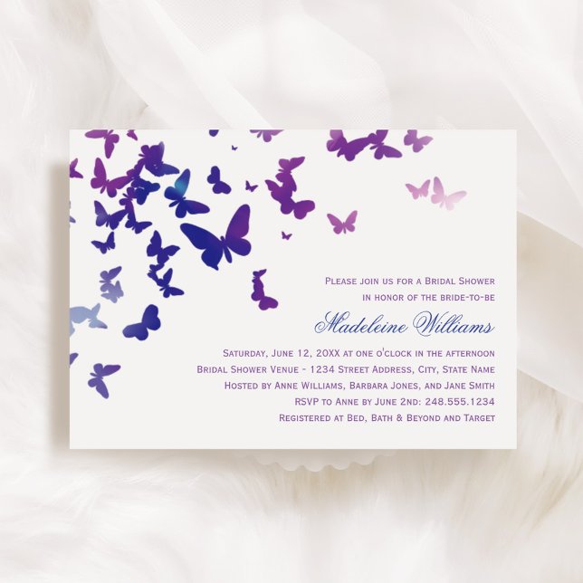 Invitación Elegante ducha de novia púrpura y azul (Subido por el creador)