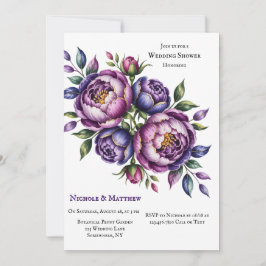 Invitación Elegante ducha de novia púrpura y magenta