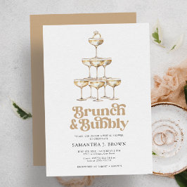 Invitación Elegante ducha de novia retro de champán de oro