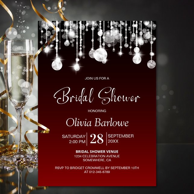 Invitación Elegante ducha de novia roja (Subido por el creador)