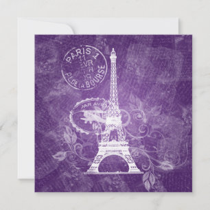 Invitación Elegante ducha de novia romántica París morado