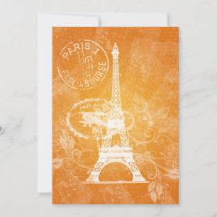 Invitación Elegante ducha de novia romántico Naranja de París