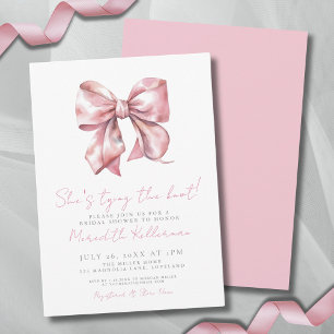 Invitación Elegante ducha de novia Rubor rosa Bow
