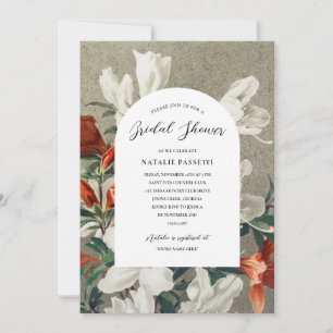 Invitación Elegante ducha de novia rústica Terracota Florals