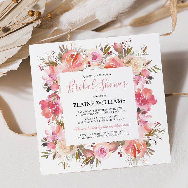 Invitación Elegante ducha de novia Salmon Pink Flower (Subido por el creador)