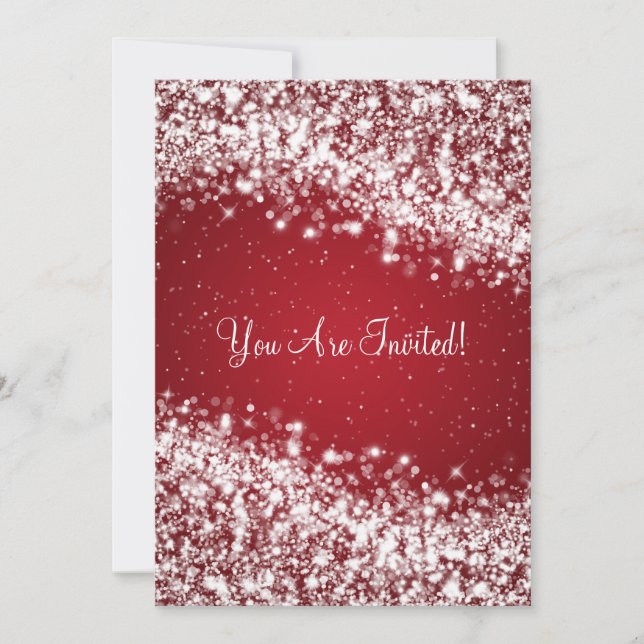 Invitación Elegante ducha de novia Sparkling Wave Red (Anverso)