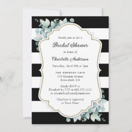 Invitación Elegante ducha de novia verde blanco y negro